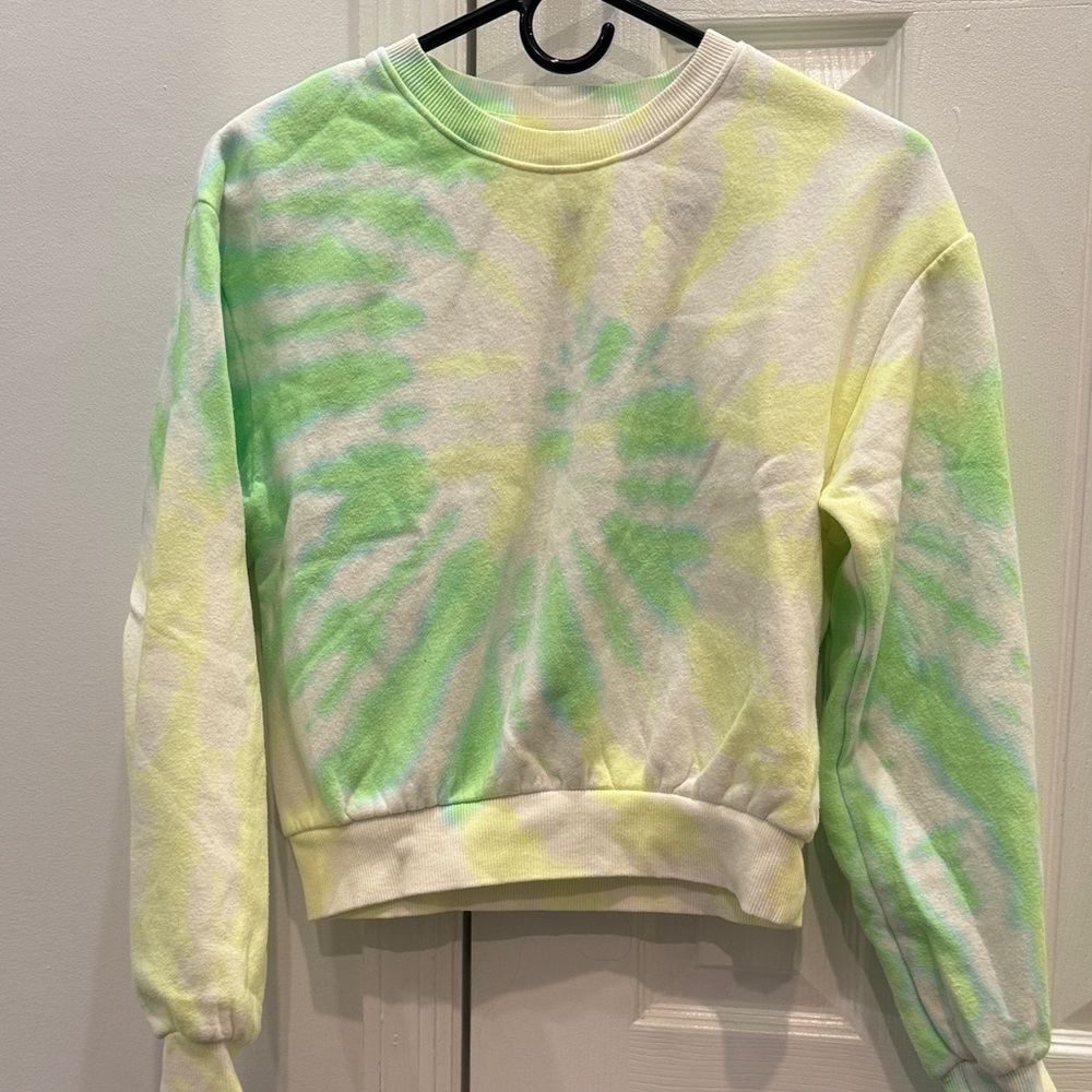C’est Toi Tie-Dye Sweatshirt in Green and Yellow. Size small